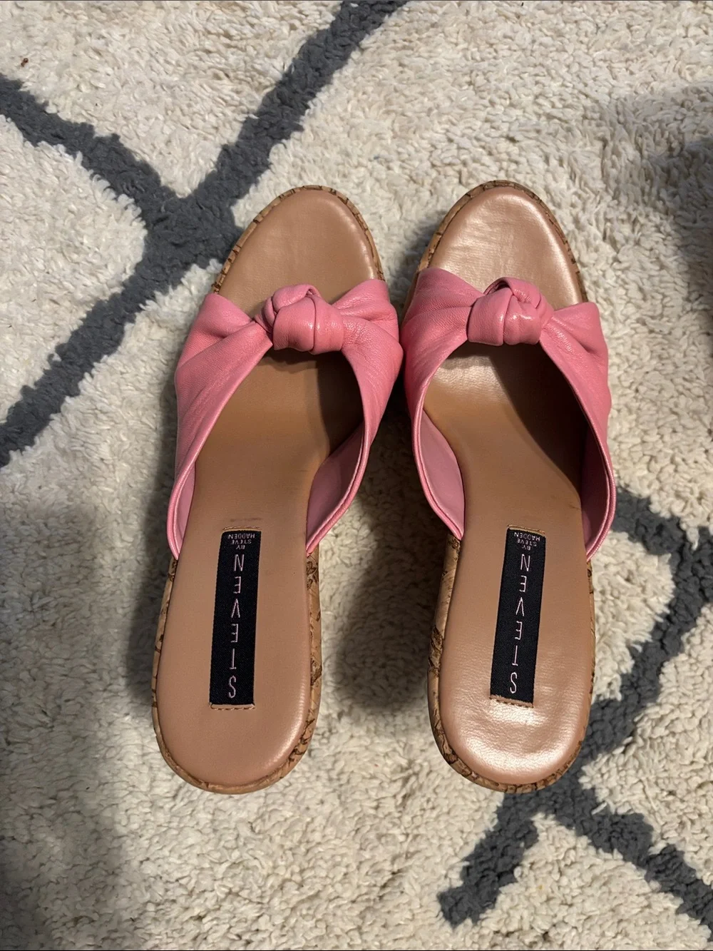 Steve Madden Pink Knot Cork Wedge Slip Ons